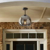 Mid Century Hallway Semi Flush Ceiling Light Glass LED