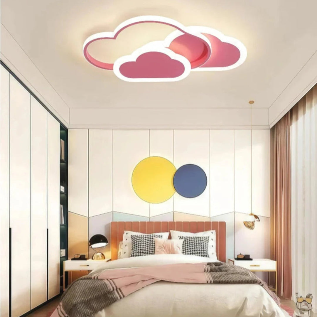 Pink cloud ceiling light for a nursery or children’s bedroom