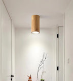 Nordic Cylindrical Wooden Ceiling Lighting for Hallway