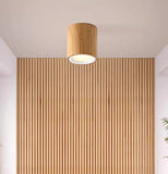 Nordic Cylindrical Wooden Ceiling Lighting for Hallway