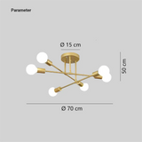 Modern Sputnik Semi Flush Ceiling Light Dimmable Metal for Living Room
