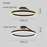 Modern Ring Semi Flush Ceiling Light Dimmable Metal for Bedrooms