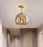 Mid Century Hallway Semi Flush Ceiling Light Glass LED
