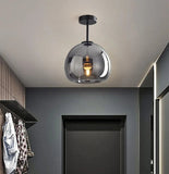 Mid Century Hallway Semi Flush Ceiling Light Glass LED