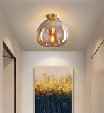 Mid Century Hallway Semi Flush Ceiling Light Glass LED
