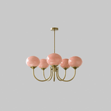 Vintage Glass Pink Chandelier Light for Dining Room
