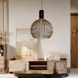 Vintage Wooden Birdcage Pendant Light for Living Room