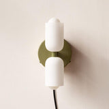 Cream Glass Plug-In Up Down Wall Light for Bedroom