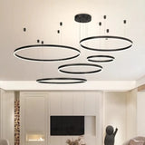 Modern Multi Ring Pendant Light Dimmable in Metal for Living Rooms