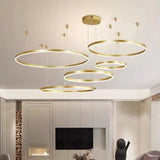 Dimmable Multi Ring Pendant Light with Adjustable LED for Living Room