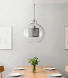 Modern Clear Glass Pendant Light Brass Dimmable for Dining Room