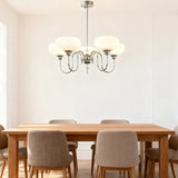 Mid Century Chandelier Opal Glass Metal Dimmable for Dining Room