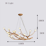 Rustic Branch Chandelier Glass Metal Living Room, Anti-Glare