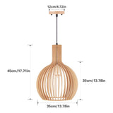 Vintage Wooden Birdcage Pendant Light for Living Room