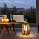 Bohemian Outdoor Floor Lantern Light Bamboo for Patio, Solar, IP65