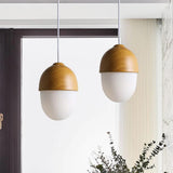 Rustic Wood Pendant Light with Nut Shape