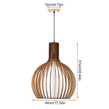 Vintage Wooden Birdcage Pendant Light for Living Room