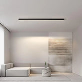 Minimalist Linear Flush Ceiling Light Black Metal for Living Room, Anti-Glare