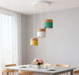 Nordic Wood Pendant Light Metal Height Adjustable for Dining Room