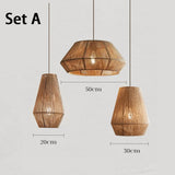 Wabi Sabi Rattan Pendant Ceiling Light for Dining Room