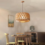 Contemporary Creative Woven Wood Pendant Light