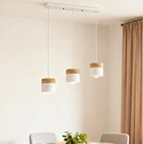 Nordic Wood Pendant Light Metal Height Adjustable for Dining Room