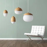 Rustic Wood Pendant Light with Nut Shape