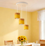 Nordic Wood Pendant Light Metal Height Adjustable for Dining Room