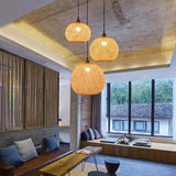 Contemporary Chinese Rattan Pendant Lighting For Staircase