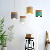 Nordic Wood Pendant Light Metal with Height Adjustable for Dining Room