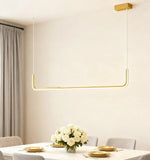 Minimalist Linear Pendant Light Dimmable Metal for Dining Room