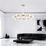 Modern Ring Bubble Chandelier Dimmable Gold Glass for Living Room