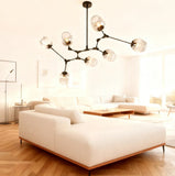 Bubble Branching Chandelier Mid Century Style Adjustable Glass for Living Room