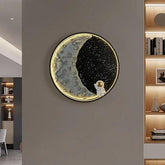 Space Black And White Round Decorative LED Wall Lamp - Clowas