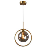 Mid Century Round Glass Pendant Light Dimmable for Bedside