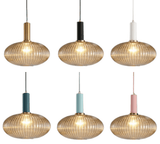 Striped Lantern Clear Glass Pendant Lighting