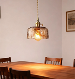 Amber Glass Pendant Light Dimmable Mid Century Style for Dining Room