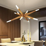 Asymmetrical Wooden Pendant Lights for Dining Table