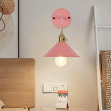 Modern Macaron Cone Wall Light Metal Dimmable for Bedside