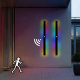 Minimalist Linear Outdoor Wall Light Metal Black for Porch, IP65, Motion Sensor