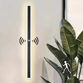 Minimalist Outdoor Linear LED Wall Light Black Waterproof with Motion Sensor for Porch