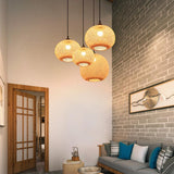 Contemporary Chinese Rattan Pendant Lighting For Staircase