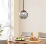 Modern Fluted Glass LED Pendant Light Dimmable For Dining Room