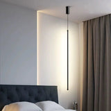 Minimalist Cylinder Pendant Light Black Metal LED Dimmable for Bedside