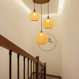 Contemporary Chinese Rattan Pendant Lighting For Staircase