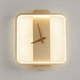 Round Modern Clock Gold Flush Wall Lamp - Clowas