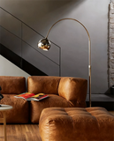 Minimalist Arc Curved Floor Lamp Metal Dimmable for Living Room
