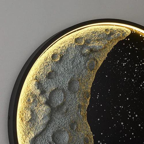 Space Black And White Round Decorative LED Wall Lamp - Clowas