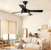 Industrial Matte Black Silent Ceiling Fan with Light