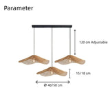 Boho Wave Rattan Pendant Light Dimmable for Living Room